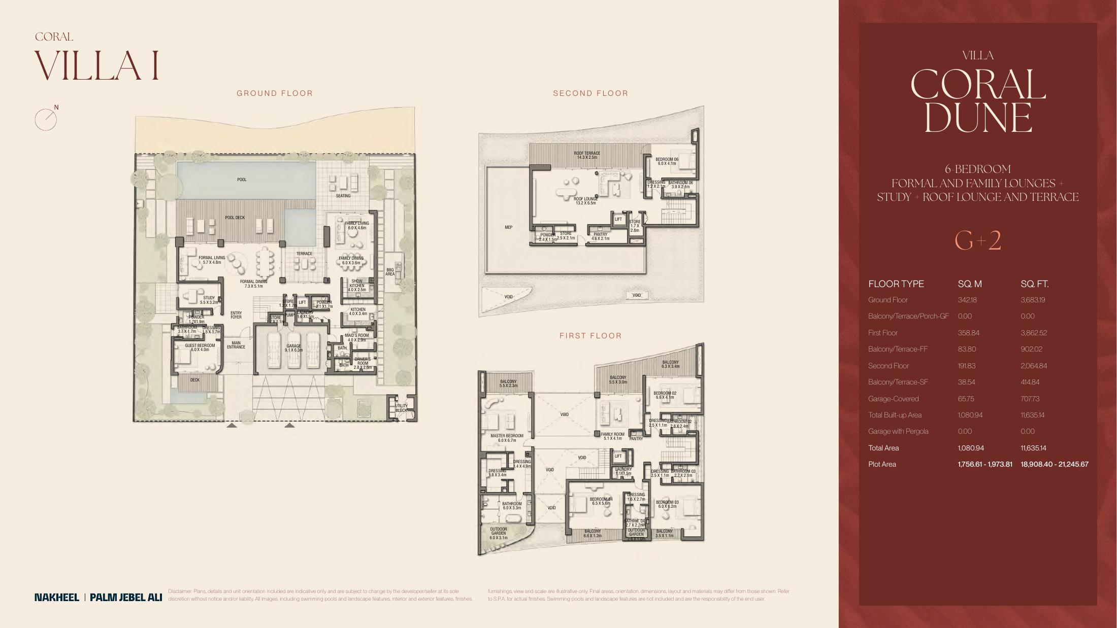 Coral Dune indicative developer floor plan showing floors and area schedule